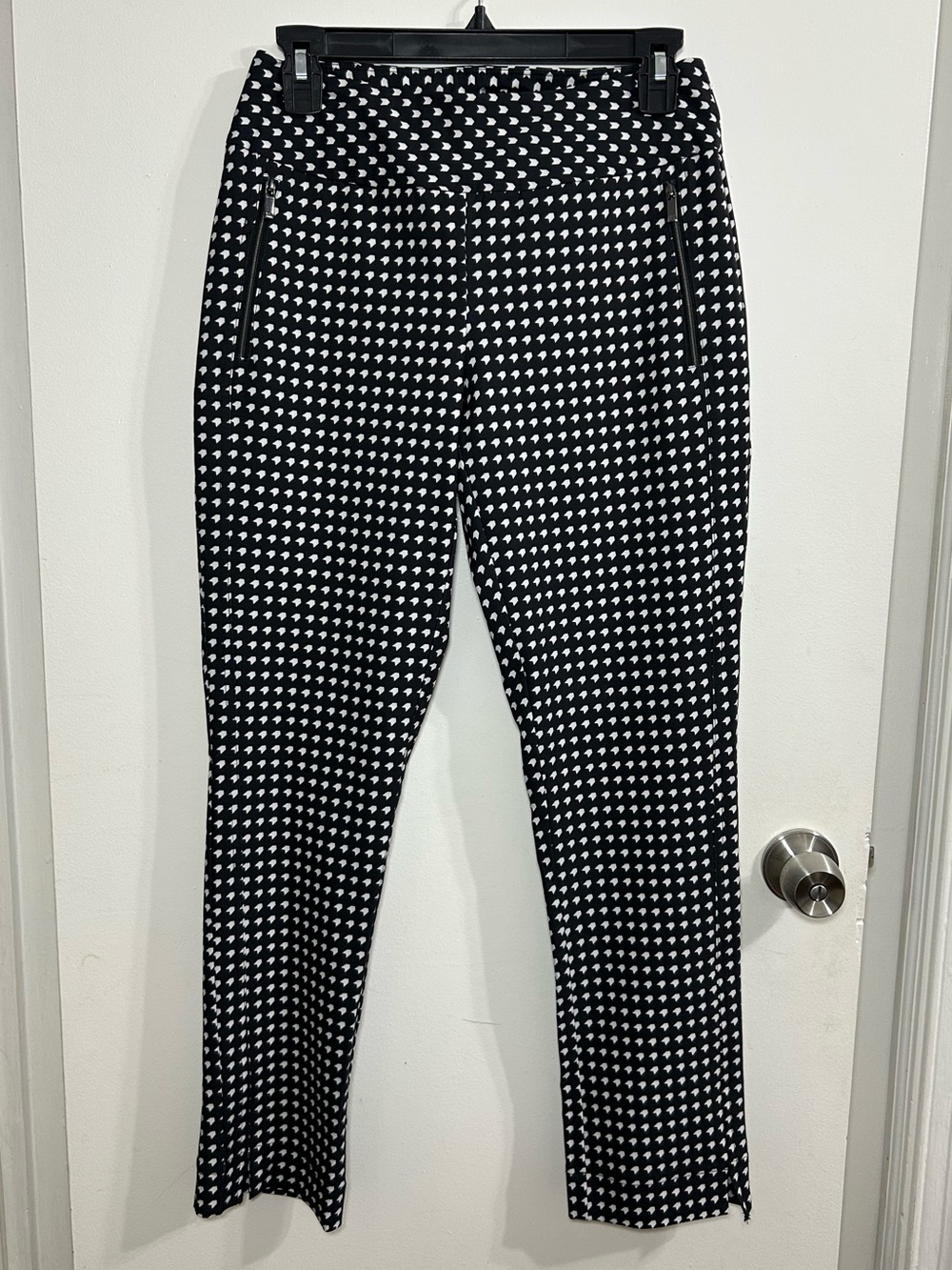 Women's 360 by Tail Black White Checked Pull on Stretch Pants